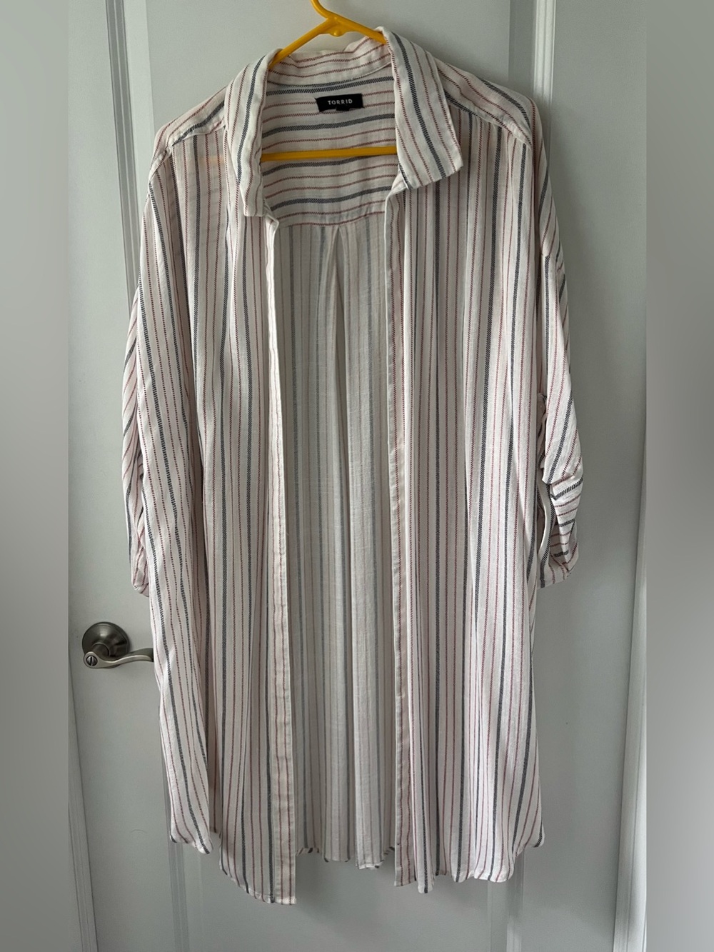 torrid Cream Top with Red and Black Stripes